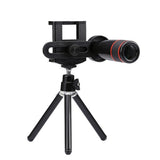 Mobile Phone Lens Kit 12X Zoom Telephoto Lens Telescope Camera Lenses Tripod Clip black