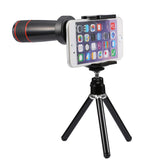 Mobile Phone Lens Kit 12X Zoom Telephoto Lens Telescope Camera Lenses Tripod Clip black
