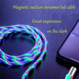 Data Line LED Magnetic Micro USB Cable Android Type-C IOS Fast Charging Cable for Mobile Phone red_Type C interface