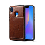 For HUAWEI Nova 3i 2 in 1 Retro PU Leather Wallet Stand Non-slip Shockproof Cell Phone Case brown