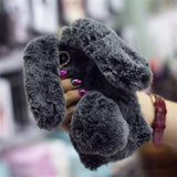 Cute Rabbit Soft Plush Phone Case for iPhone dark gray