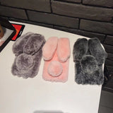 Cute Rabbit Soft Plush Phone Case for iPhone dark gray