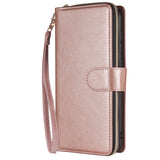 For Samsung A10/A20/A30/A50/A30S/A50S Pu Leather  Mobile Phone Cover Zipper Card Bag + Wrist Strap Rose gold