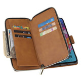 For Samsung A10/A20/A30/A50/A30S/A50S Pu Leather  Mobile Phone Cover Zipper Card Bag + Wrist Strap brown