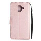 For Samsung J6 plus Flip-type Leather Protective Phone Case with 3 Card Position Buckle Design Phone Cover  Rose gold