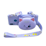 For HUAWEI Y6/Y7 Prime 2019 Cellphone Case Mobile Phone Shell Shockproof TPU Cover with Cartoon Cat Pig Panda Coin Purse Lovely Shoulder Starp  Purple