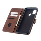 For Samsung A51/A71/M30S Case Soft Leather Cover with Denim Texture Precise Cutouts Wallet Design Buckle Closure Smartphone Shell  brown