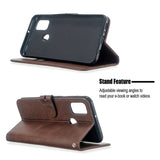 For Samsung A51/A71/M30S Case Soft Leather Cover with Denim Texture Precise Cutouts Wallet Design Buckle Closure Smartphone Shell  brown