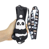 For HUAWEI Y6 2019 Y7 2019 Y9 2019 Cartoon Full Protective TPU Mobile Phone Cover with Mini Coin Purse+Cartoon Hanging Lanyard 5 black striped bears