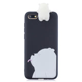 For HUAWEI Y5 2018 3D Cute Coloured Painted Animal TPU Anti-scratch Non-slip Protective Cover Back Case black
