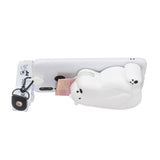 For HUAWEI Y6 2019 Y7 2019 Y9 2019 Cartoon Full Protective TPU Mobile Phone Cover with Mini Coin Purse+Cartoon Hanging Lanyard 6 white big bear