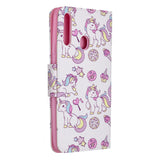 For Samsung A10S/A20S Smartphone Case PU Leather Phone Shell Lovely Cartoon Pattern Card Slots Overall Protection Ice cream unicorn