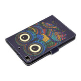 For iPad mini 1/2/3/4/5 Laptop Protective Case Frront Snap Color Painted Smart Stay PU Cover owl