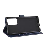For Samsung Note 20/Note 20 Ultra PU Leather Three-card Photo Frame Front Buckle Mobile Phone shell blue
