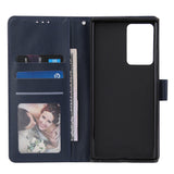 For Samsung Note 20/Note 20 Ultra PU Leather Three-card Photo Frame Front Buckle Mobile Phone shell blue