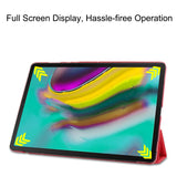 For Samsung Tab S5E 10.5 T720 Ultra-thin PU Leather Bracket Tri-fold Protective Case with Sleep Function purple