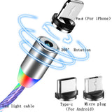 Data Line LED Magnetic Micro USB Cable Android Type-C IOS Fast Charging Cable for Mobile Phone red_Type C interface