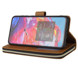 For Samsung A10/A20/A30/A50/A30S/A50S Pu Leather  Mobile Phone Cover Zipper Card Bag + Wrist Strap brown