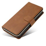 For Samsung A10/A20/A30/A50/A30S/A50S Pu Leather  Mobile Phone Cover Zipper Card Bag + Wrist Strap brown