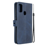 For Samsung A51/A71/M30S Case Soft Leather Cover with Denim Texture Precise Cutouts Wallet Design Buckle Closure Smartphone Shell  blue