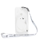 For HUAWEI Y6 2019 Y7 2019 Y9 2019 Cartoon Full Protective TPU Mobile Phone Cover with Mini Coin Purse+Cartoon Hanging Lanyard 2 light blue elephant