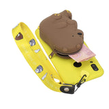 For HUAWEI Y6 2019 Y7 2019 Y9 2019 Cartoon Full Protective TPU Mobile Phone Cover with Mini Coin Purse+Cartoon Hanging Lanyard 1 yellow brown bear