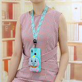 For HUAWEI Y6 2019 Y7 2019 Y9 2019 Cartoon Full Protective TPU Mobile Phone Cover with Mini Coin Purse+Cartoon Hanging Lanyard 2 light blue elephant