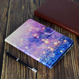 For iPad mini 1/2/3/4/5 Laptop Protective Case Frront Snap Color Painted Smart Stay PU Cover Purple quicksand