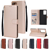 For Samsung Note 20/Note 20 Ultra PU Leather Three-card Photo Frame Front Buckle Mobile Phone shell brown