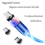 Data Line LED Magnetic Micro USB Cable Android Type-C IOS Fast Charging Cable for Mobile Phone red_Android interface