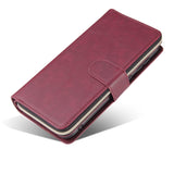 For Samsung A10/A20/A30/A50/A30S/A50S Pu Leather  Mobile Phone Cover Zipper Card Bag + Wrist Strap Red wine