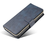 For Samsung A10/A20/A30/A50/A30S/A50S Pu Leather  Mobile Phone Cover Zipper Card Bag + Wrist Strap blue