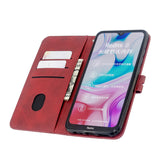 For Redmi Note 8T/Redmi 8/Redmi 8A Case Soft Leather Cover with Denim Texture Precise Cutouts Wallet Design Buckle Closure Smartphone Shell  red