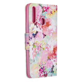 For Samsung A10S/A20S Smartphone Case PU Leather Phone Shell Lovely Cartoon Pattern Card Slots Overall Protection Watercolor flower