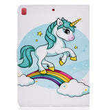 For iPad 5/6/7/8/9-iPad Pro9.7-iPad 9.7 Laptop Protective Case Color Painted Smart Stay PU Cover single horned horse
