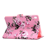 For iPad 5/6/7/8/9-iPad Pro9.7-iPad 9.7 Laptop Protective Case Color Painted Smart Stay PU Cover Pink flower