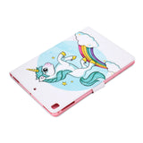 For iPad 5/6/7/8/9-iPad Pro9.7-iPad 9.7 Laptop Protective Case Color Painted Smart Stay PU Cover single horned horse