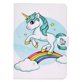 For iPad 5/6/7/8/9-iPad Pro9.7-iPad 9.7 Laptop Protective Case Color Painted Smart Stay PU Cover single horned horse