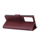 For Samsung Note 20/Note 20 Ultra PU Leather Three-card Photo Frame Front Buckle Mobile Phone shell Red wine