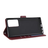 For Samsung Note 20/Note 20 Ultra PU Leather Three-card Photo Frame Front Buckle Mobile Phone shell Red wine