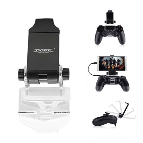 Mobile Phone Gaming Holder Clamp Handle Bracket for PS4 DualShock 4 Game Controller Gamepad Adjustable Clip black