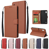 For Samsung A10 Flip-type Leather Protective Phone Case with 3 Card Position Buckle Design Phone Cover  Red wine