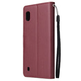 For Samsung A10 Flip-type Leather Protective Phone Case with 3 Card Position Buckle Design Phone Cover  Red wine