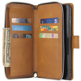 For Samsung A10/A20/A30/A50/A30S/A50S Pu Leather  Mobile Phone Cover Zipper Card Bag + Wrist Strap brown