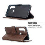 For Redmi Note 8T/Redmi 8/Redmi 8A Case Soft Leather Cover with Denim Texture Precise Cutouts Wallet Design Buckle Closure Smartphone Shell  brown