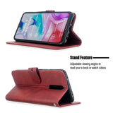 For Redmi Note 8T/Redmi 8/Redmi 8A Case Soft Leather Cover with Denim Texture Precise Cutouts Wallet Design Buckle Closure Smartphone Shell  red