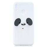 For HUAWEI Y9 2019 Cartoon Lovely Coloured Painted Soft TPU Back Cover Non-slip Shockproof Full Protective Case with Lanyard white