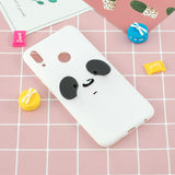 For HUAWEI Y9 2019 Cartoon Lovely Coloured Painted Soft TPU Back Cover Non-slip Shockproof Full Protective Case with Lanyard white