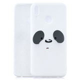 For HUAWEI Y9 2019 Cartoon Lovely Coloured Painted Soft TPU Back Cover Non-slip Shockproof Full Protective Case with Lanyard white