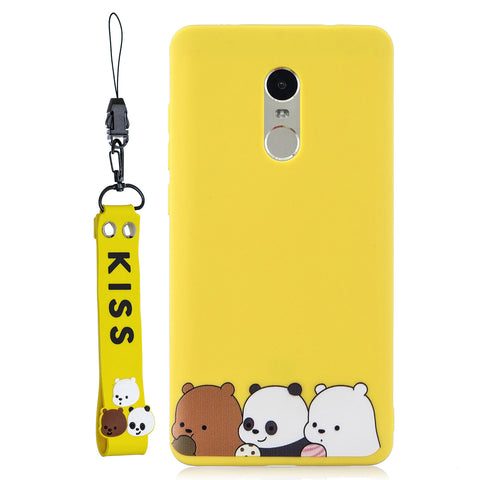 For Redmi note 4X/NOTE 4 Cartoon Lovely Coloured Painted Soft TPU Back Cover Non-slip Shockproof Full Protective Case with Lanyard yellow